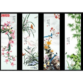 tranh tứ quý 3D dán kính 2 mặt 75x120cm