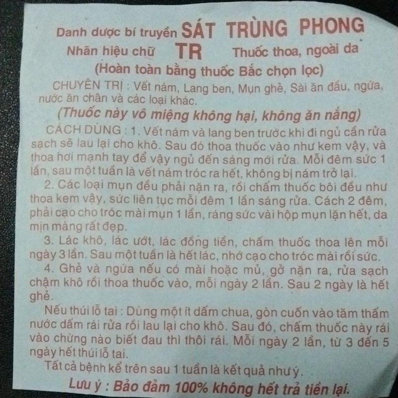 Kem bôi vết nám, lang ben,mụn ghẻ,sài ăn đầu, ngứa, nước ăn chân, và các loại mụn