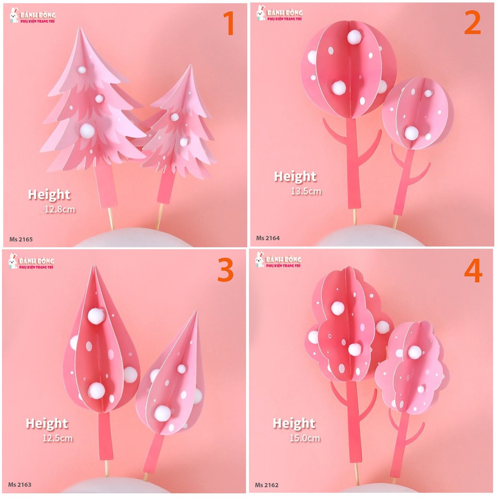 Set Cắm Lá Cây Xanh 3D trang trí Bánh Kem Sinh Nhật Cây Thông Cây Noel Phụ Kiện Sinh Nhật