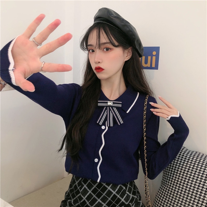 IELGY   Áo sweater Tay Dài Thiết Kế Đơn Giản Thời Trang Cho Nữ