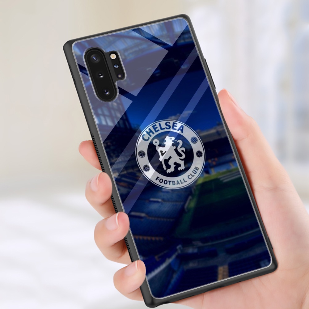 Ốp Điện Thoại Kính Cường Lực Viền Mềm In Hình Logo Câu Lạc Bộ Bóng Đá Chelsea Cho Samsung Galaxy S8 S9 S10 Plus RCZ35