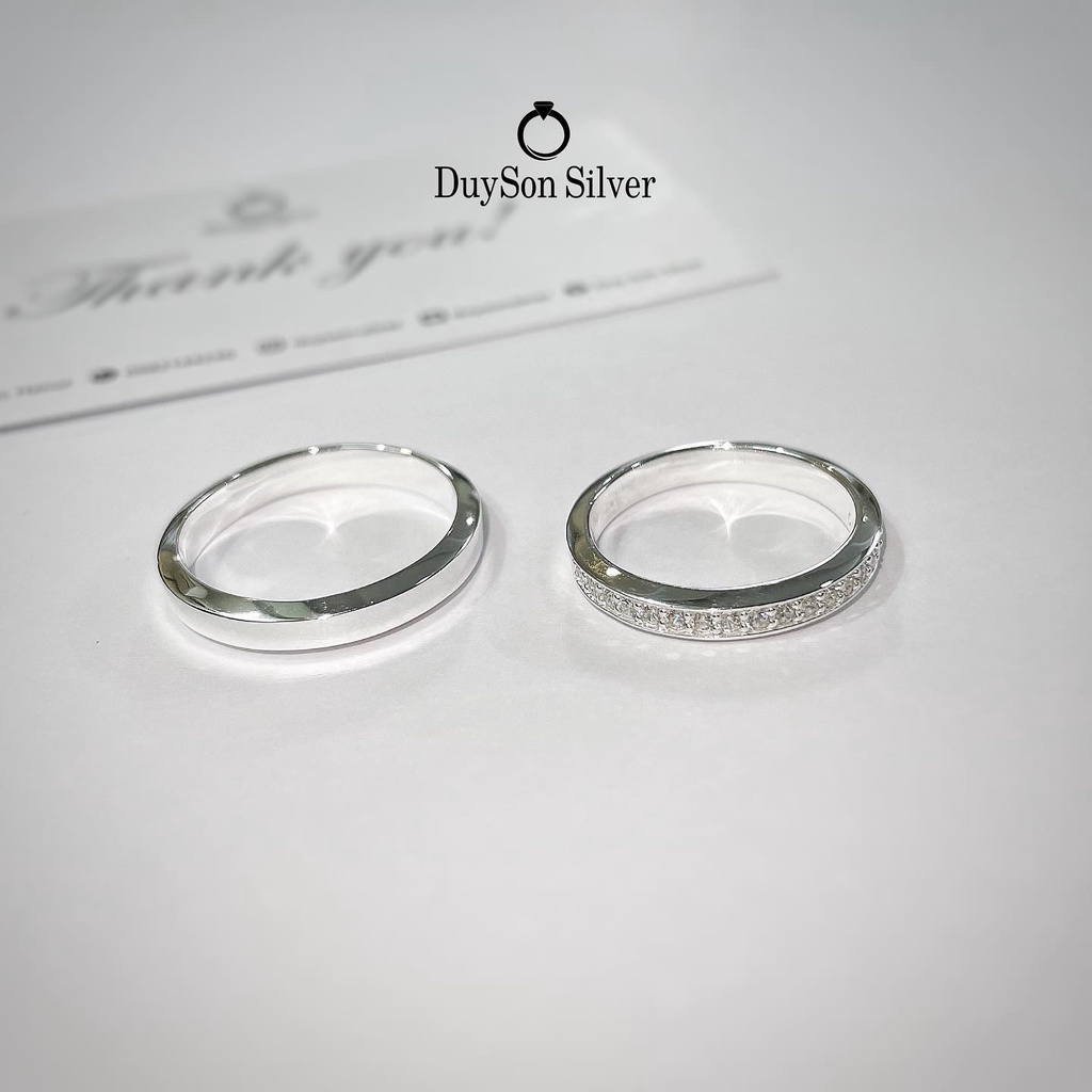 Nhẫn đôi bạc nam nữ khắc chữ cao cấp thiết kế đơn giản Basic Duyson