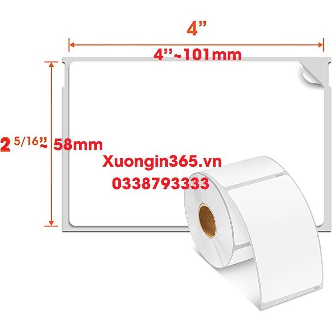 (RẺ VÔ ĐỊCH) 100 cuộn _Tem cuộn Cho Dymo Vận Chuyển Lớn Nhãn 2 5/16 &quot;x 4&quot; (~58x101mm) cho Dymo LabelWriter 450