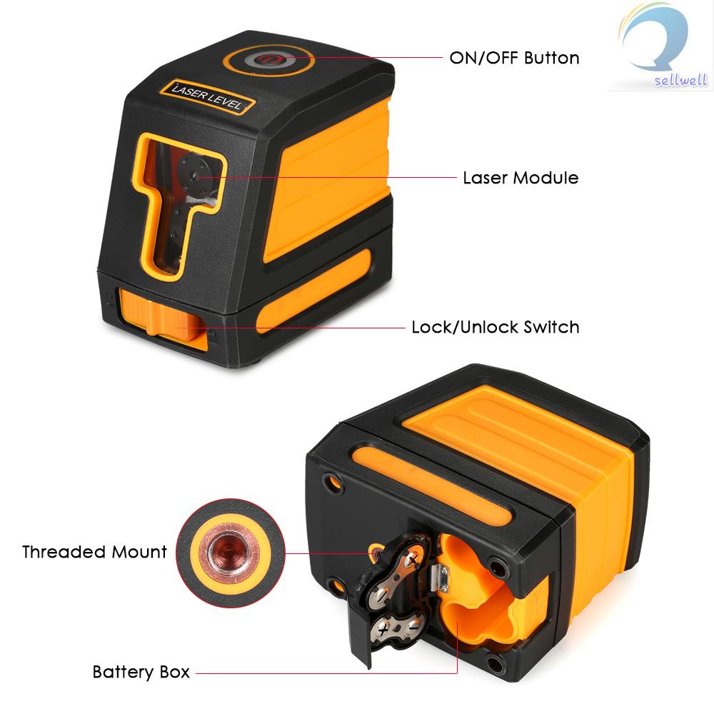 sellwell Self-Leveling 2 Lines Red Laser Level Professional Horizontal and Vertical Cross Line Leveling Laser Level Kit with Selectable Laser Lines and Vertical Beam Spread