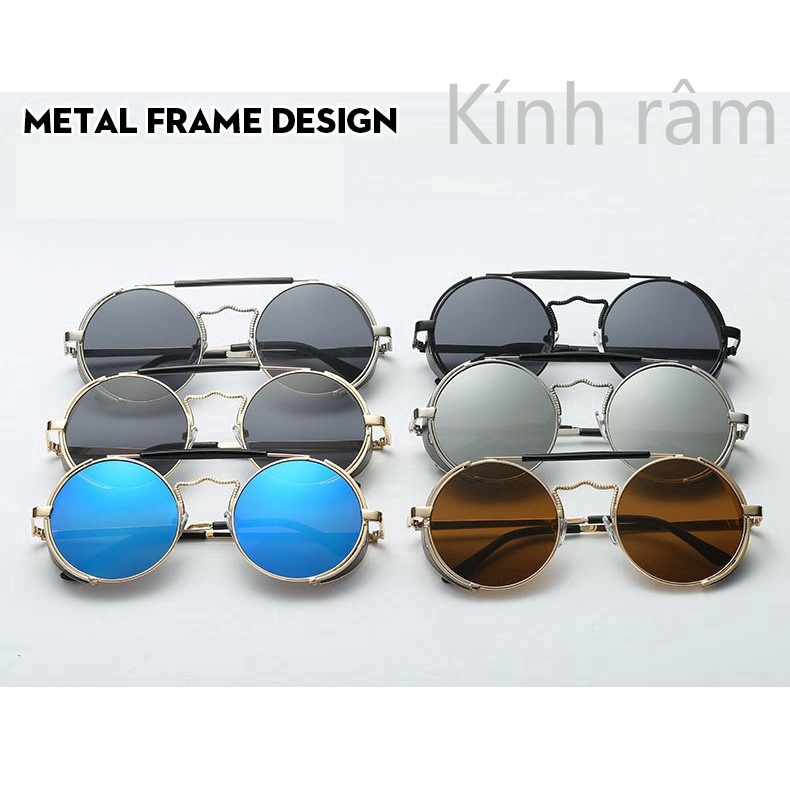 Kính râm tròn gọng kim loại thời trang cho nam và nữ
