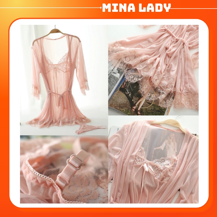 Váy Ngủ 2 Dây Dễ Thương Kèm Áo Choàng Ngủ Sexy Voan Lụa Ren Cao Cấp Full Màu Size Giá Rẻ Hàng Quảng Châu Cao Cấp