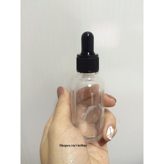 Chai thủy tinh trong đầu bóp đen 30ml