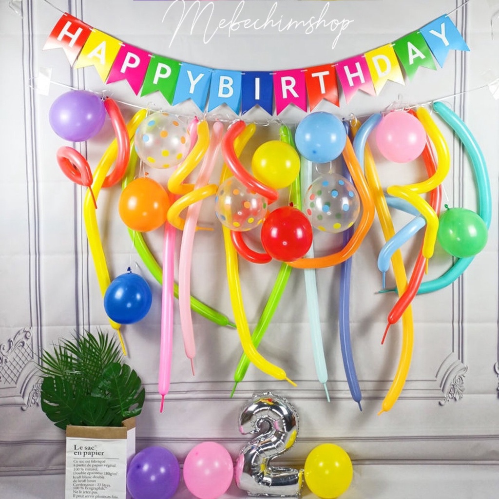 (Đủ Màu Rực Rỡ) Set bóng bay trang trí sinh nhật cho bé đủ phụ kiện sặc sỡ Kute HK9821