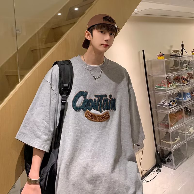 Áo Thun Dáng Rộng In Chữ Phong Cách Hip Hop Đường Phố Hàn Quốc Thời Trang Mùa Hè Cho Nam Và Nữ Cỡ Lớn M-8XL