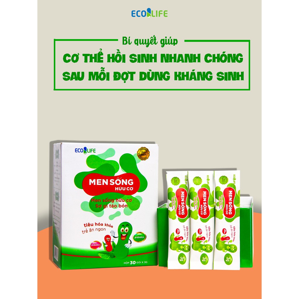 Men sống Hữu cơ ecolife (dùng cho táo bón,tiêu chảy,rối loạn tiêu hóa,trẻ em kém ăn chậm lớn)