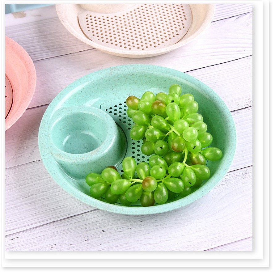 [SGD] Đĩa Đựng Trái Cây - Dĩa Đựng Đồ Ăn Tích Hợp Bát Nước Chấm Có Khay Hứng Nước 9423