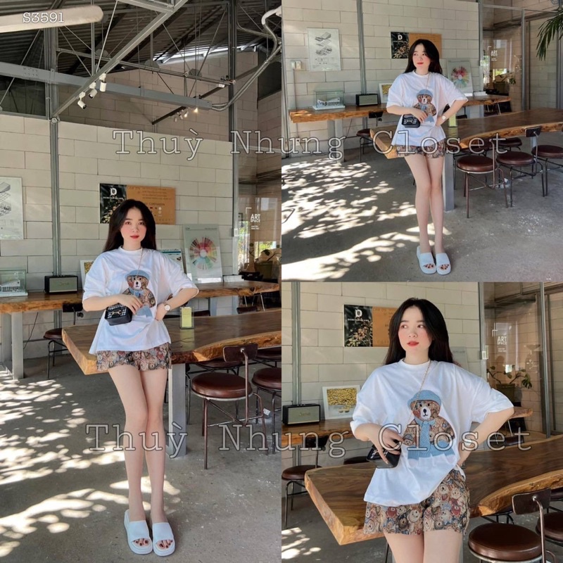 SET ÁO THUN GẤU KÈM SHORT (KÈM VIDEO HÌNH THẬT)