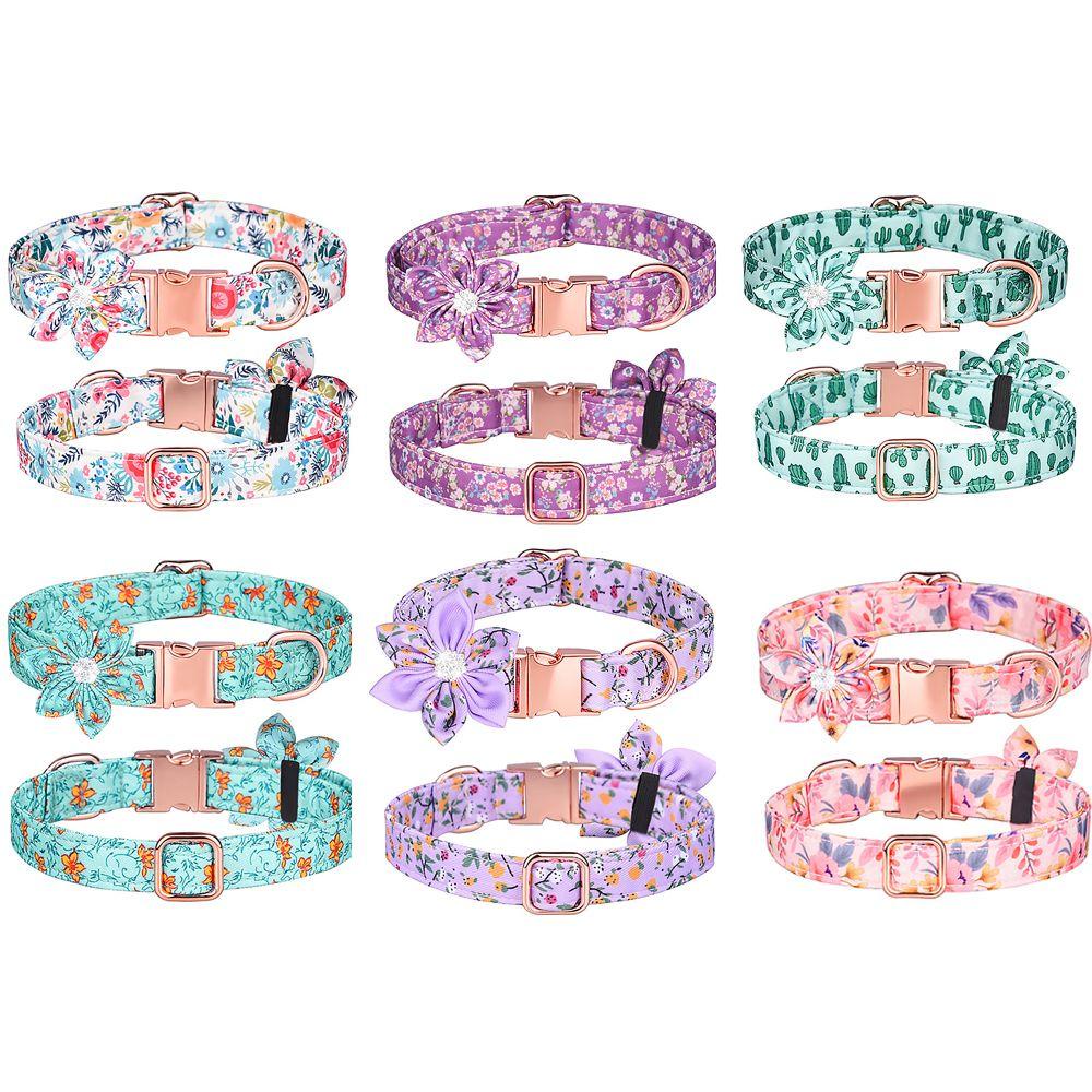Thẻ ID Thú Cưng Bằng Nylon In Hoa Nhiều Màu Dễ Thương Hiệu Kat1