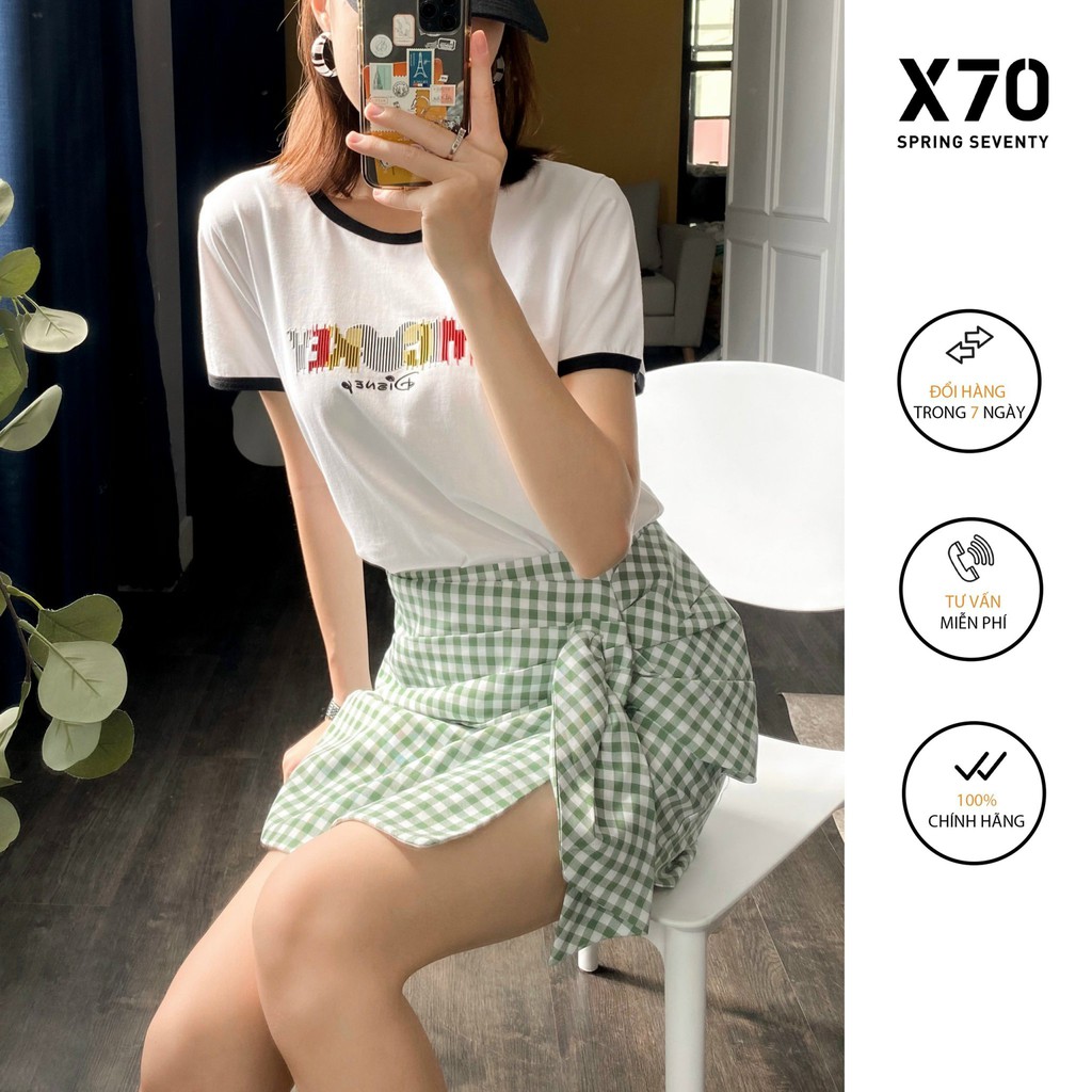 Quần Short Caro Vải Nữ Giả Váy Cách Điệu Thời Trang X70 - 04440021