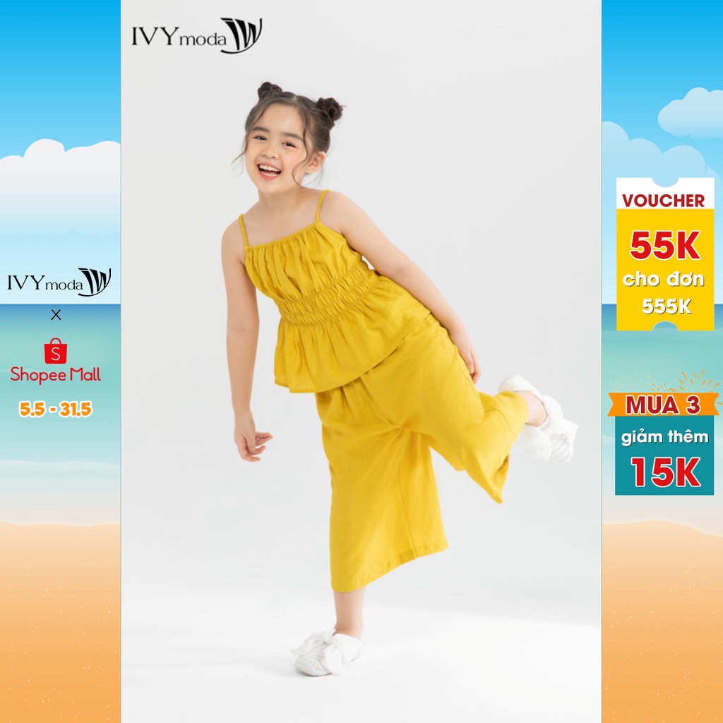 [NHẬP WABRTL5 GIẢM 10% TỐI ĐA 50K ĐH 250K ]Áo 2 dây croptop (kèm quần) bé gái IVY moda MS 12G1352