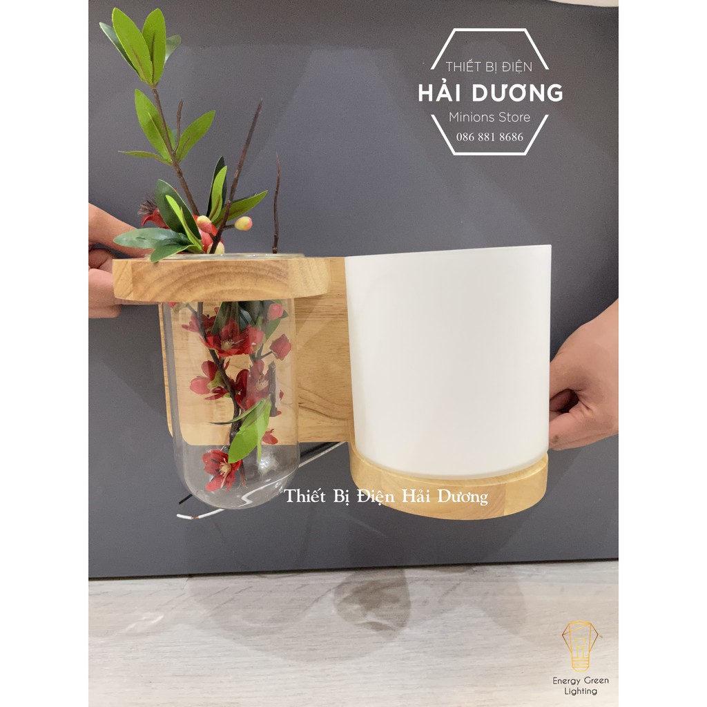 Đèn Tường Kệ Gỗ Chao Thủy Tinh Hiện Đại DT-2614 - Trang Trí Căn Phòng - Energy Green Lighting - Đã Bao Gồm Bóng LED 3W