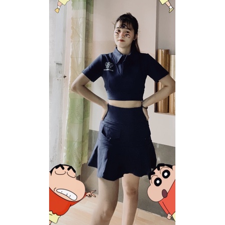 SET ÁO CRT POLO THÊU CHÂN VÁY NAVY