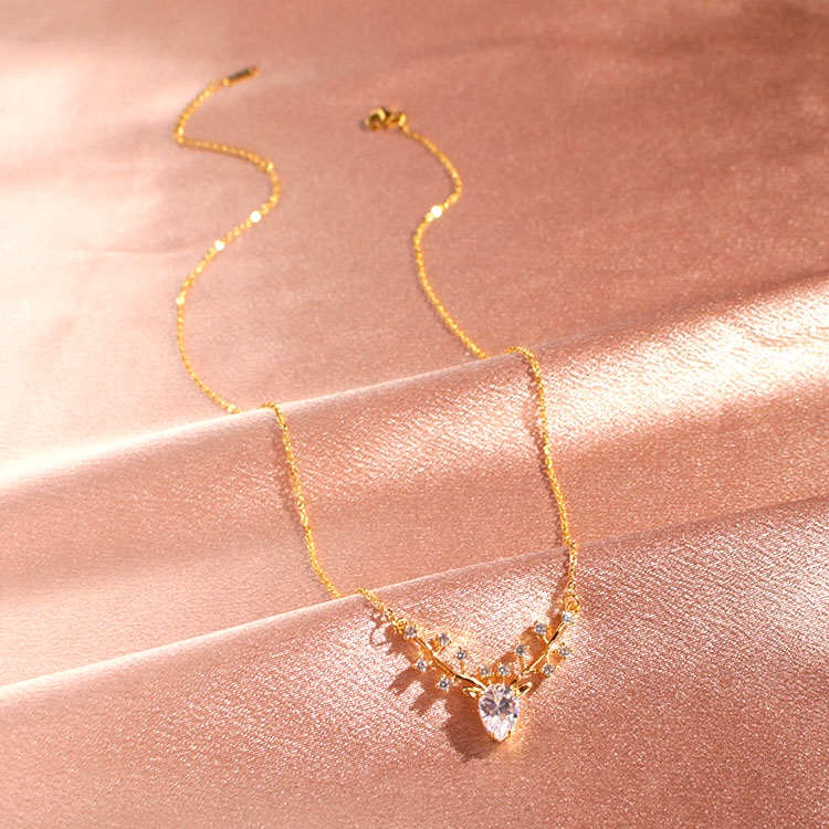 Dây Chuyền Mạ Vàng 18k Mặt Hình Sừng Hươu Thời Trang