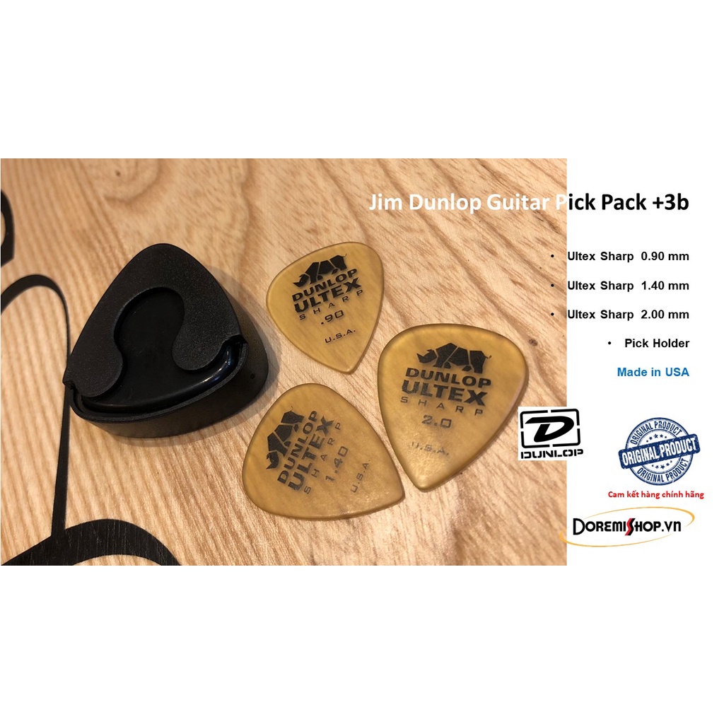 Bộ phím gảy guitar kèm hộp đựng phím Jim Dunlop Guitar Pick Pack +3