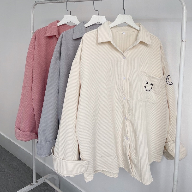 [Mã SKAMFSW175 giảm 10K đơn 50K] áo Sơ mi icon v2 nhung gân nhiều màu unisex ảnh thật SSStore ( nam nữ mặc đều được) | BigBuy360 - bigbuy360.vn