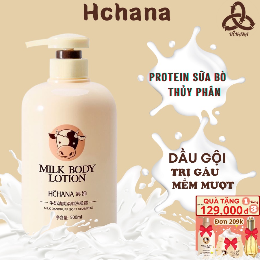 Dầu gội Milk Body Botion Hchana chiết xuất từ sữa thủy phân dưỡng ẩm thơm mát từ sữa bò 500ml