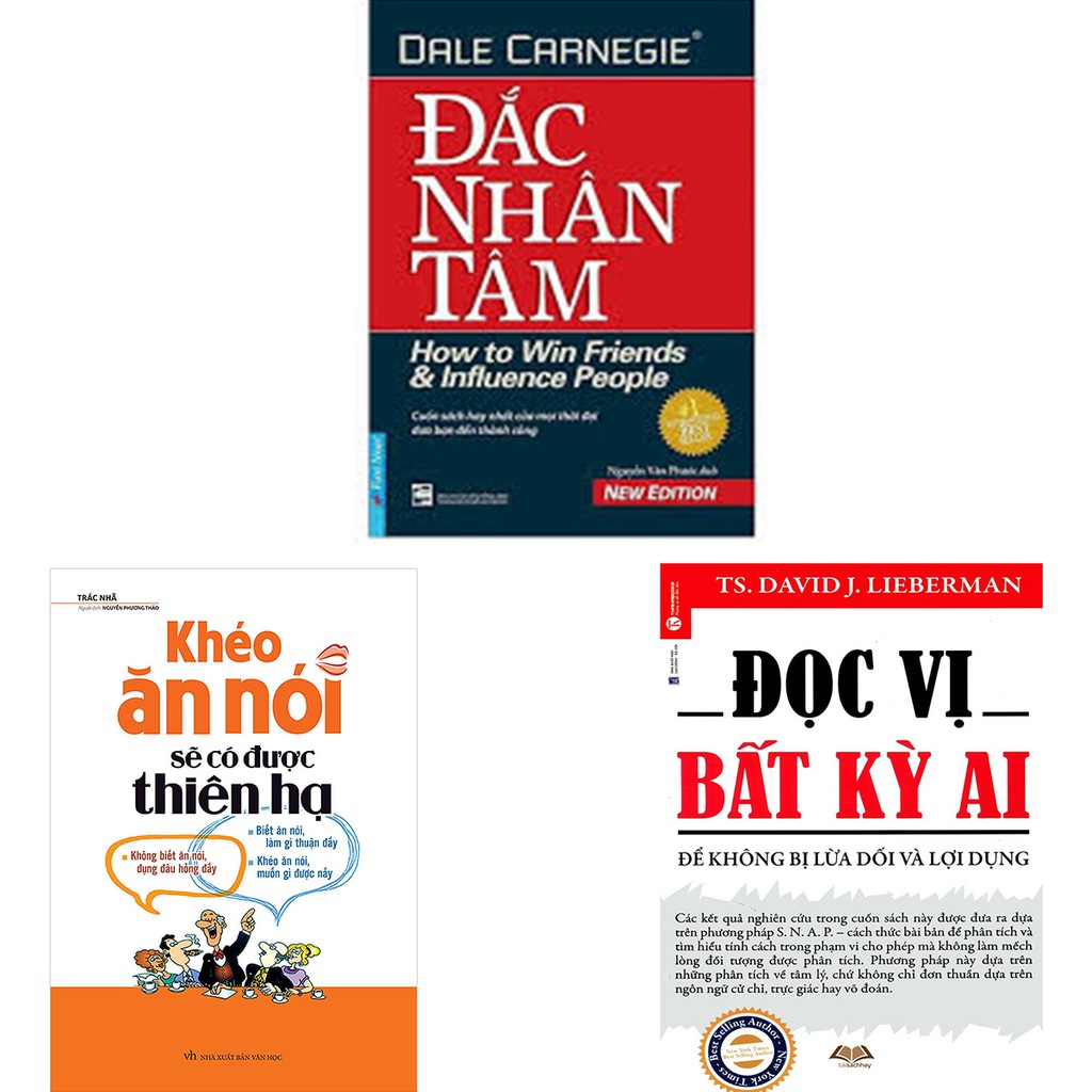 Sách - Combo ba cuốn: Đắc nhân tâm+ Đọc vị bất kì ai+ Khéo ăn nói sẽ có được thiên hạ.