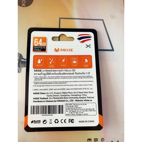 thẻ nhớ MIXIE Micosd chuyên camera 64gb