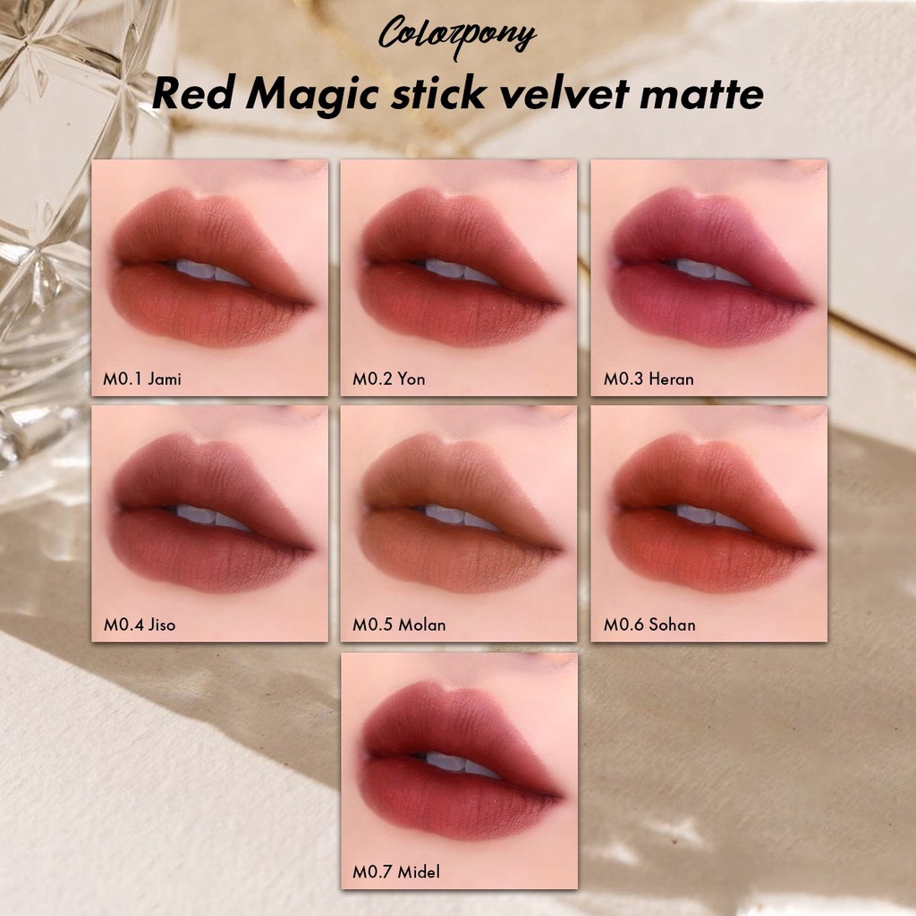 Son Kem Lì Matte Colorpony 5g - Red Magic Stick Velvet Matte - Son Mềm Mịn Bền Màu Lâu Trôi