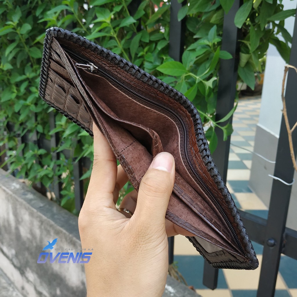 Bóp Nam Da Bụng Cá Sấu 2 Mặt