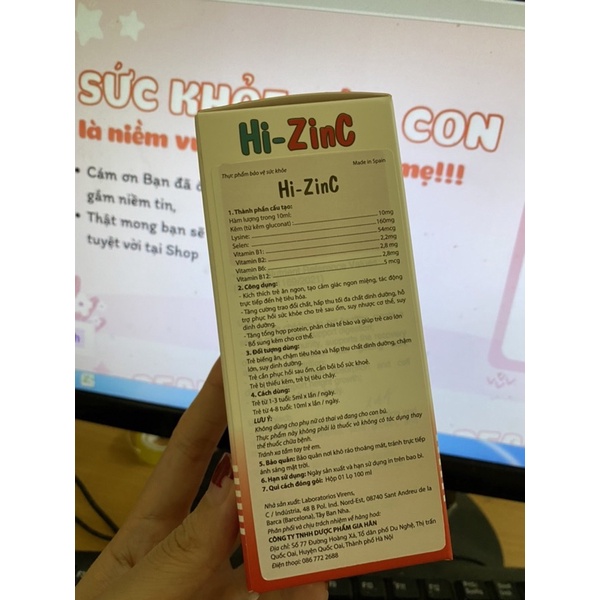 Siro Kẽm Hi ZinC 100ml, hỗ trợ tiêu hóa, giúp trẻ ăn ngon miệng, tăng cường sức khỏe bé  -Nhập khẩu Pháp
