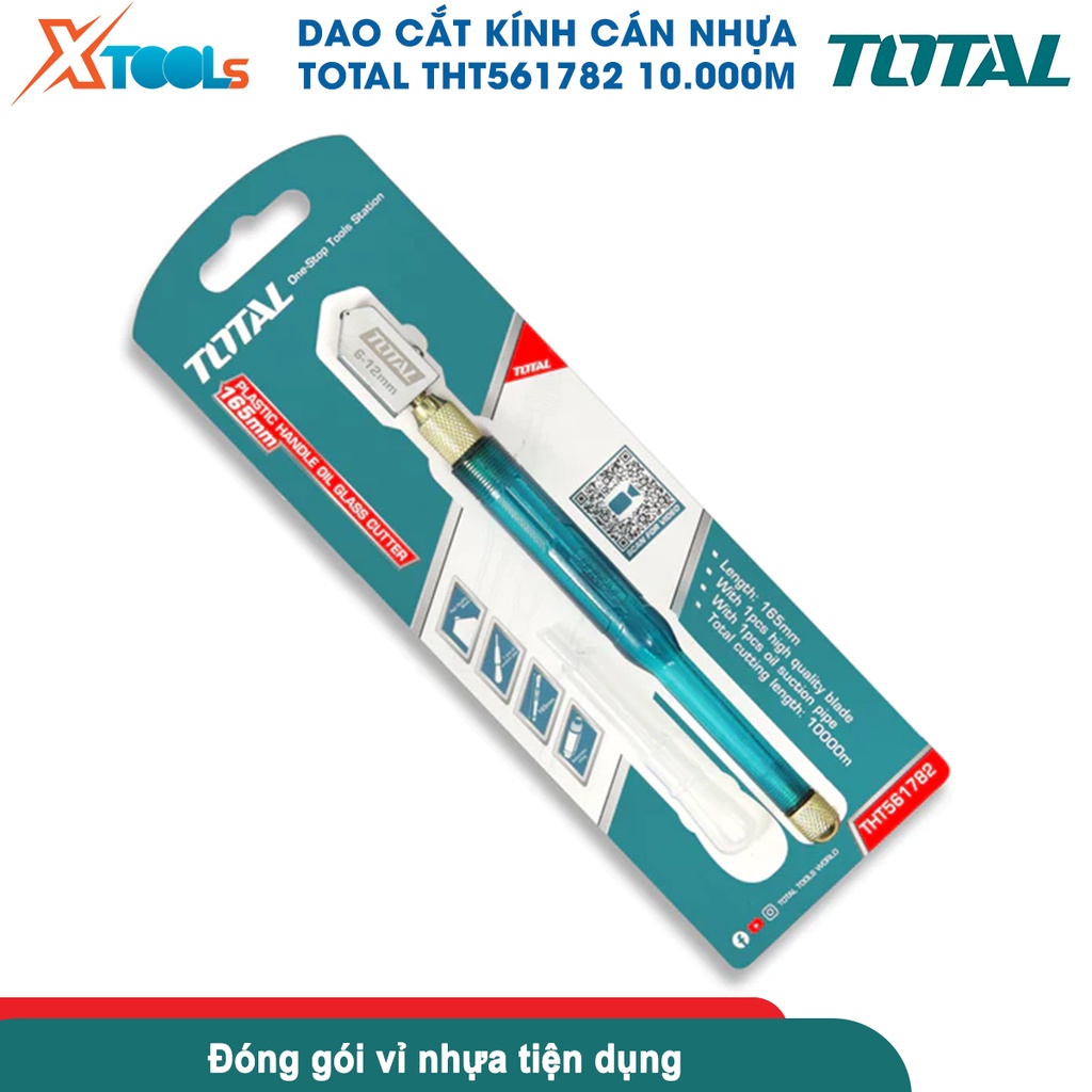 Dao cắt kính TOTAL THT561782 165mm Bút cắt kiếng tay cầm nhựa linh hoạt, bền chắc, lưỡi dao sắc bén -CHÍNH HÃNG-XTOOLS