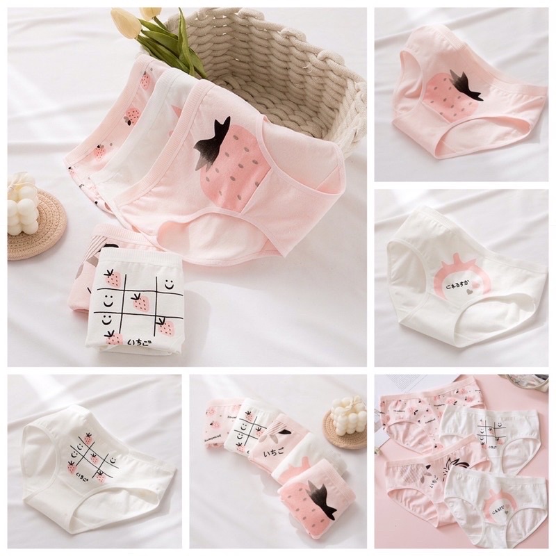 Set 3 Quần Lót Cotton Nâng Mông Co Dãn 4 Chiều Hoạ Tiết Dễ Thương BRATINA