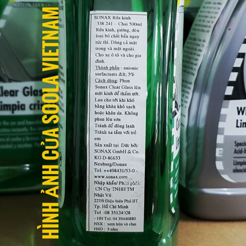Nước rửa lau kính SONAX CLEAR GLASS chính hãng 500ml 338241