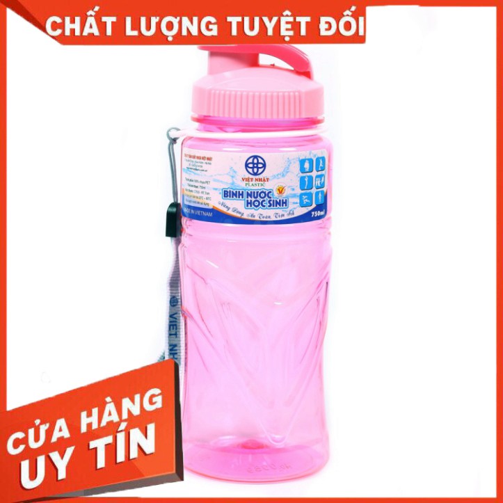 Bình nước học sinh, bình nước thể thao Việt Nhật 550-750-900ml giá rẻ. Màu ngẫu nhiên.