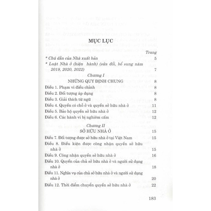 Sách - Luật Nhà ở (Hiện Hành) (Sửa Đổi, Bổ Sung Năm 2019, 2020, 2022) (Bìa mềm)