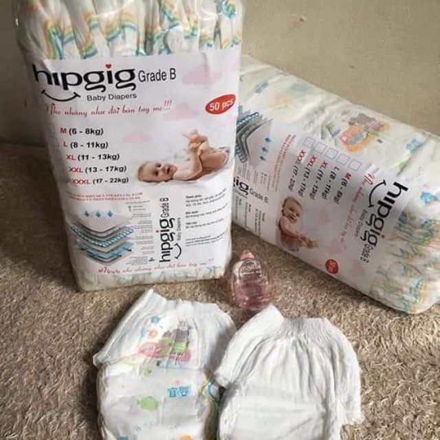 Bỉm quần hipig m/50m L/50m XL/50m XXl/50m