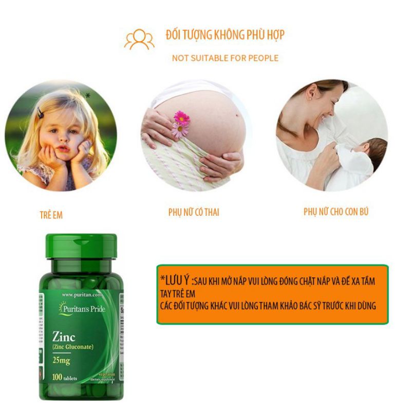 [Date 2025] Viên uống bổ sung kẽm zinc 25mg- 50mg Puritan's Pride 100v