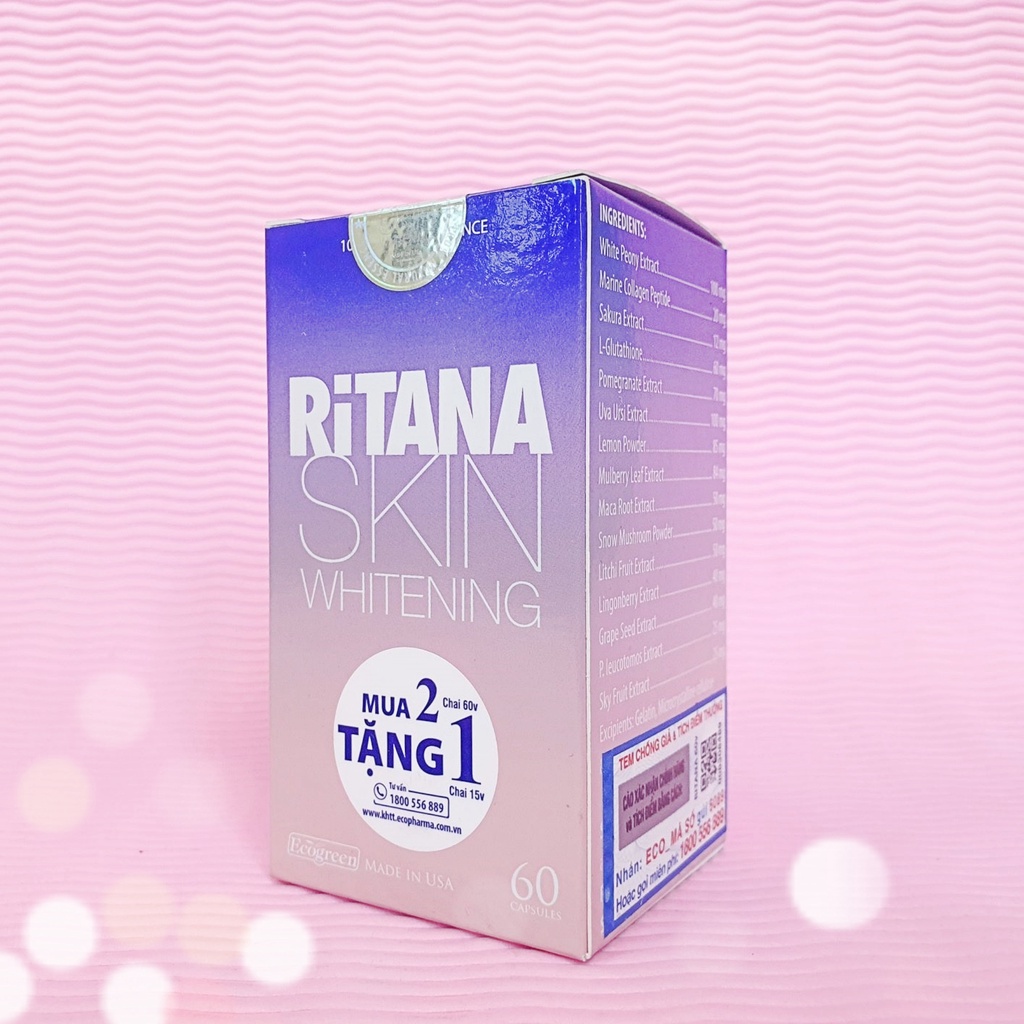 Viên uống trắng da mờ nám RiTANA - Nhập khẩu từ Mỹ - Có tem tích điểm - Hộp 60 viên