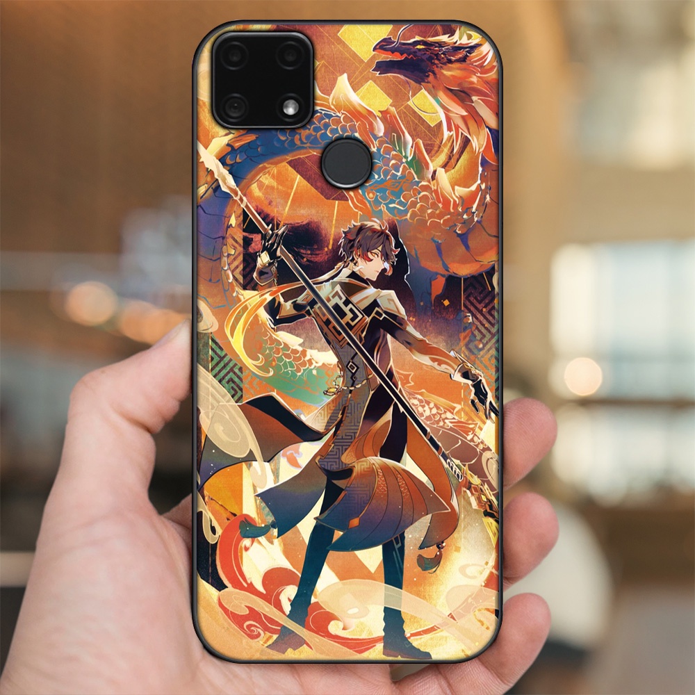 Ốp lưng Realme C25 viền đen in hình Zhongli Genshin Impact