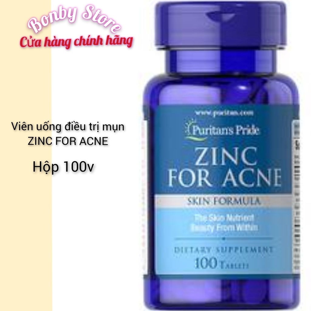 Viên uống kẽm giảm mụn ZINC FOR ACNE Puritan Pride 100v