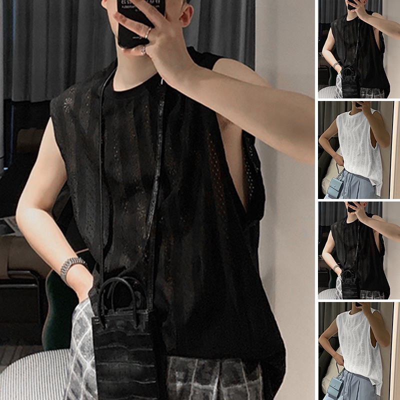 Áo Sát Nách Dáng Rộng Kiểu Lưới Thoáng Khí Thời Trang Cá Tính Cho Nam