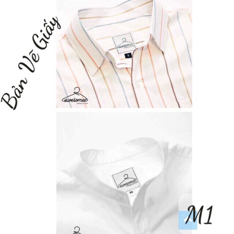 M1 👔BẢN VẼ RẬP GIẤY TỰ MAY ÁO  SƠ MI NAM (SIZE S-XL)