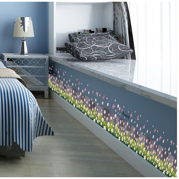 Decal trang trí chân tường hoa sao