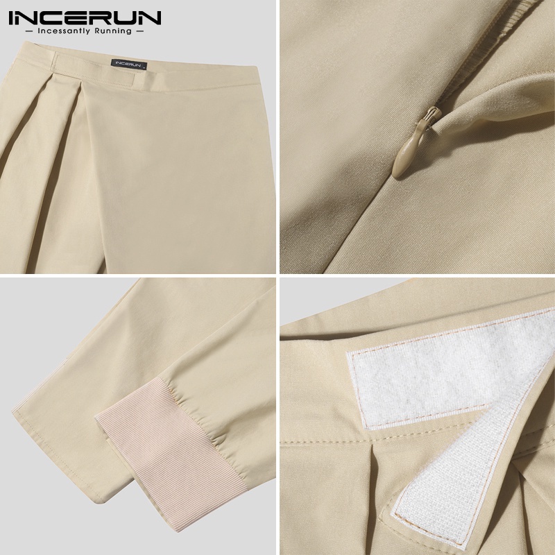 Quần dài hạ đáy INCERUN màu trơn đơn giản thời trang cho nam
