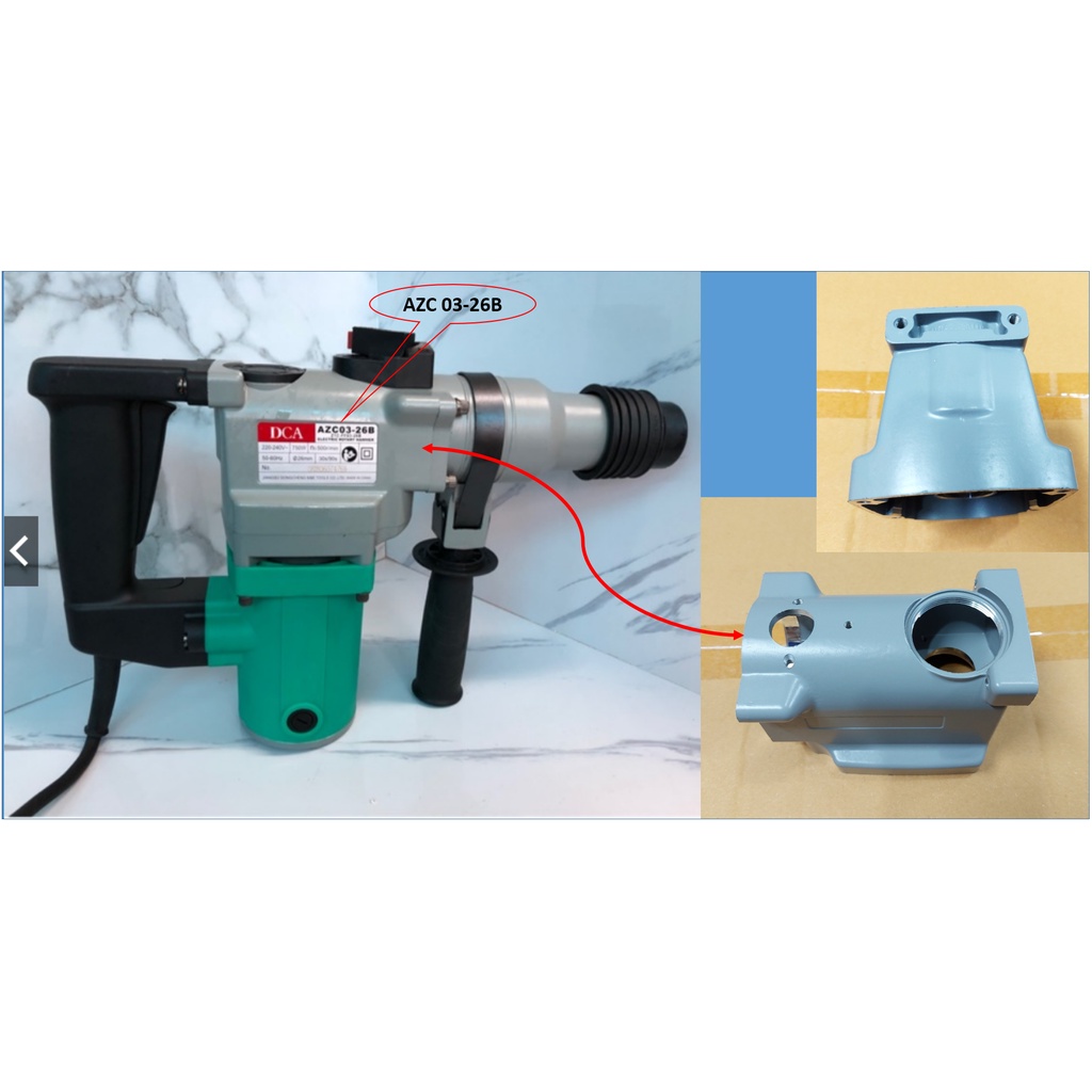 THÂN NHÔM MÁY KHOAN ĐỤC DCA AZC03-26B, ĐẦU NHÔM KHOAN 2 CHỨC NĂNG AZC 03-26