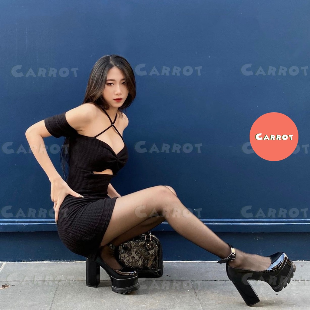 Đầm body sexy 2 dây hở lưng váy thiết kế ôm đen tay ngắn chất thun co giãn sang chảnh cá tính Carrotxinhdep - 42