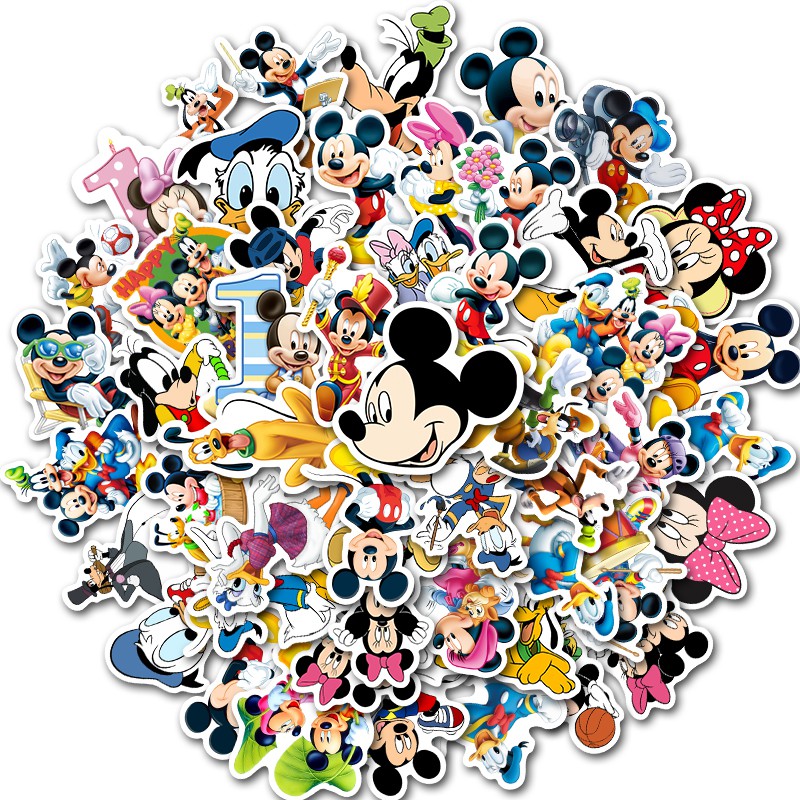 Set 50 Miếng Dán Hình Chuột Mickey Chống Thấm Nước Trang Trí Đa Năng