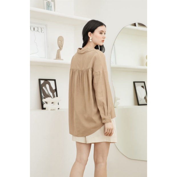 Quần short ngố lưng thun xếp li trước thời trang GAGO màu be GO3554