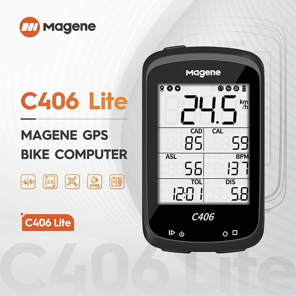Đồng hồ đo tốc độ xe đạp định vị GPS Magene C406 LIFE bắt sóng vệ tinh