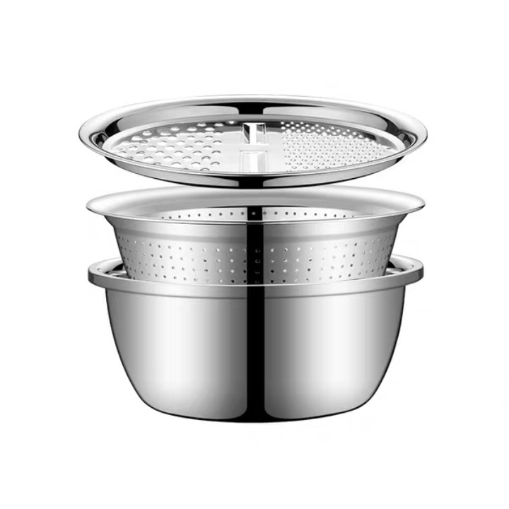 SET rổ thau nạo rau củ quả 3in1 inox 304 mẫu mới cao cấp